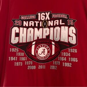 Vintage University of Alabama Crimson Tide 2015 National Championship Shirt 2XL